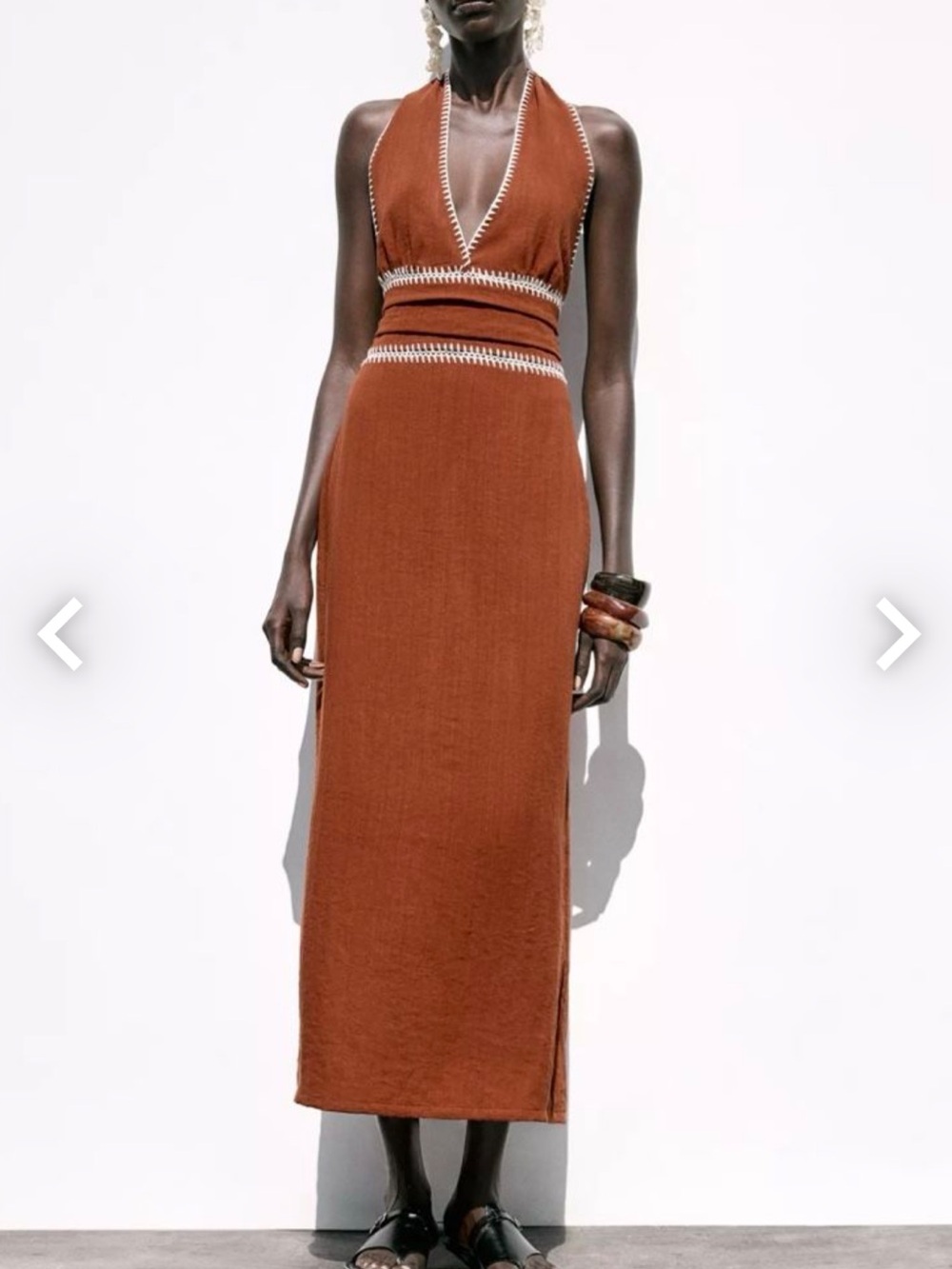 Zara Terracotta
Embroidered Midi Dress.